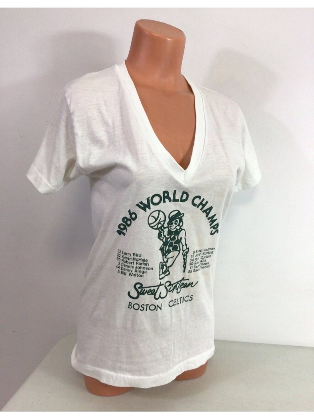 Vintage Boston Celtics T Shirt 1986 World Champions Single Stitch Womens Small